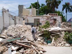 ruined building of Foyer Notre Dame, Haiti