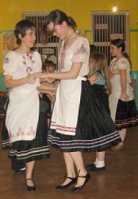 adults folk dancing display team